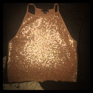 Express gold sequin crop top